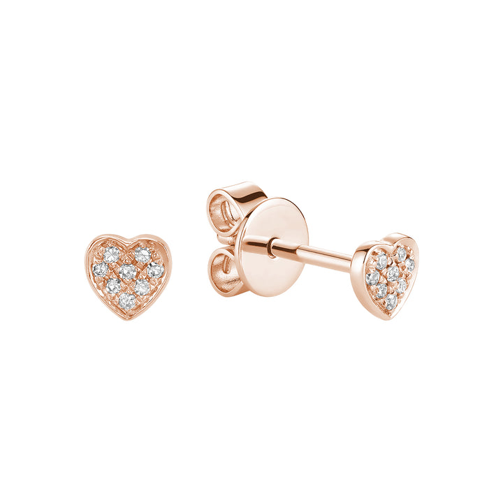 10K Rose Gold Diamond Heart Stud Earrings by ORLY Jewellers
