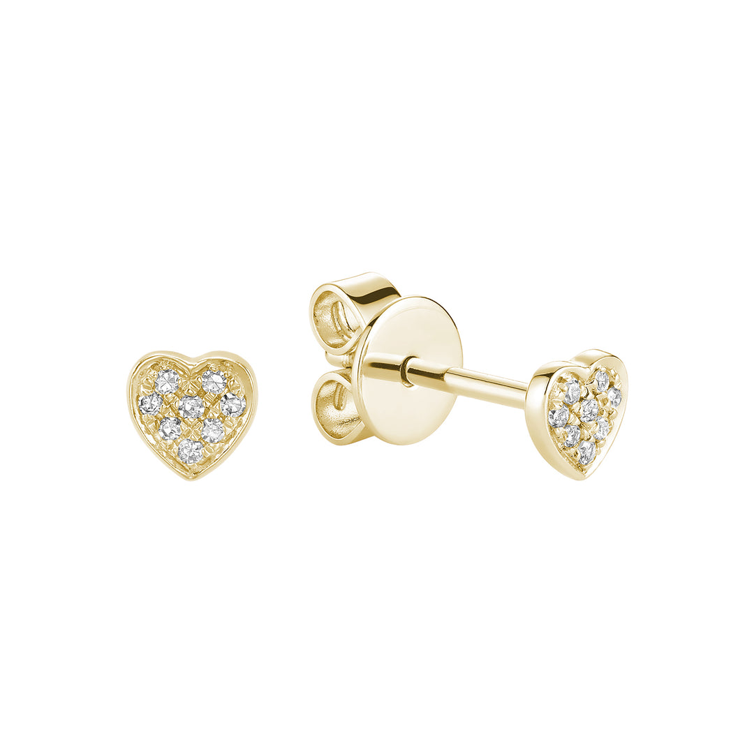10K Yellow Gold Diamond Heart Stud Earrings by ORLY Jewellers