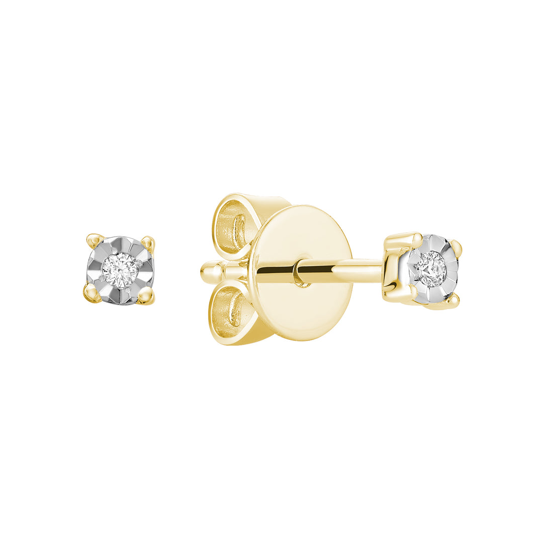 10K Yellow Gold Illusion Setting Diamond Stud Earrings by ORLY Jewellers