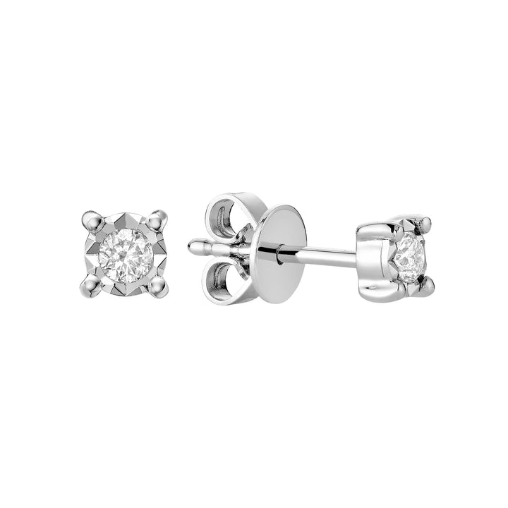 10K White Gold Illusion Setting Diamond Stud Earring by ORLY Jewellers
