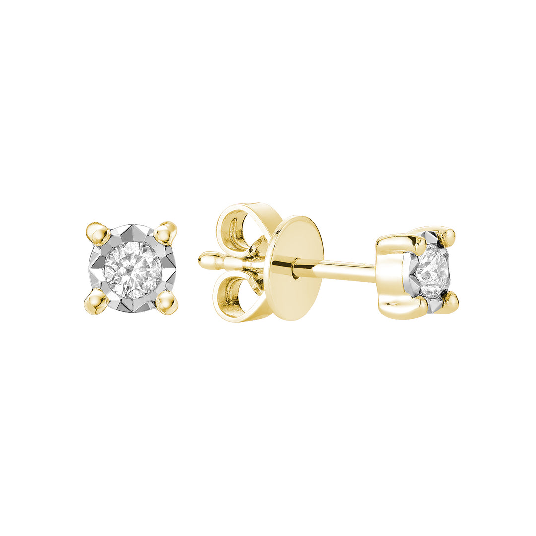 10K Yellow Gold Illusion Setting Diamond Stud Earring by ORLY Jewellers