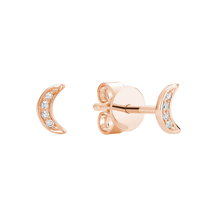 10K Rose Gold Diamond Moon Studs by ORLY Jewellers