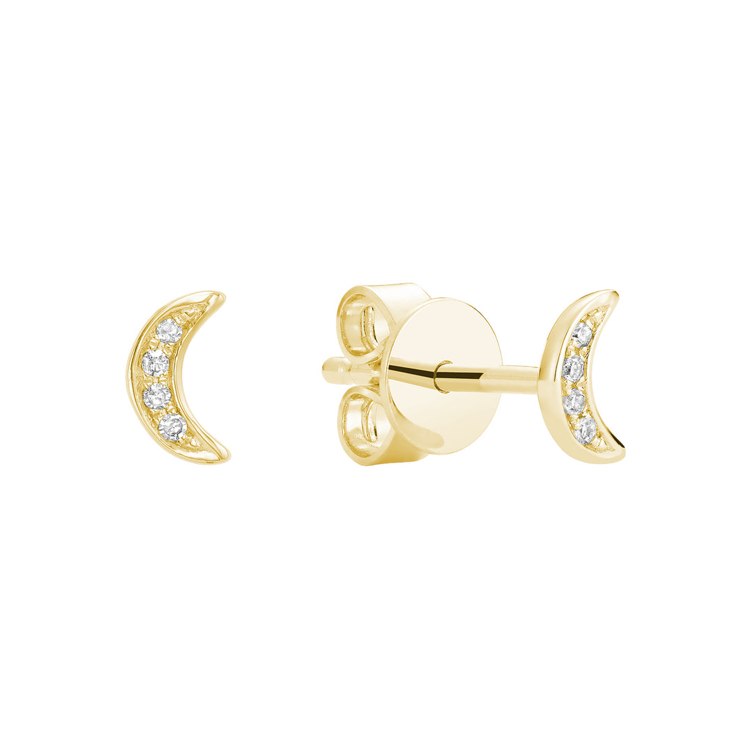10K Yellow Gold Diamond Moon Studs by ORLY Jewellers