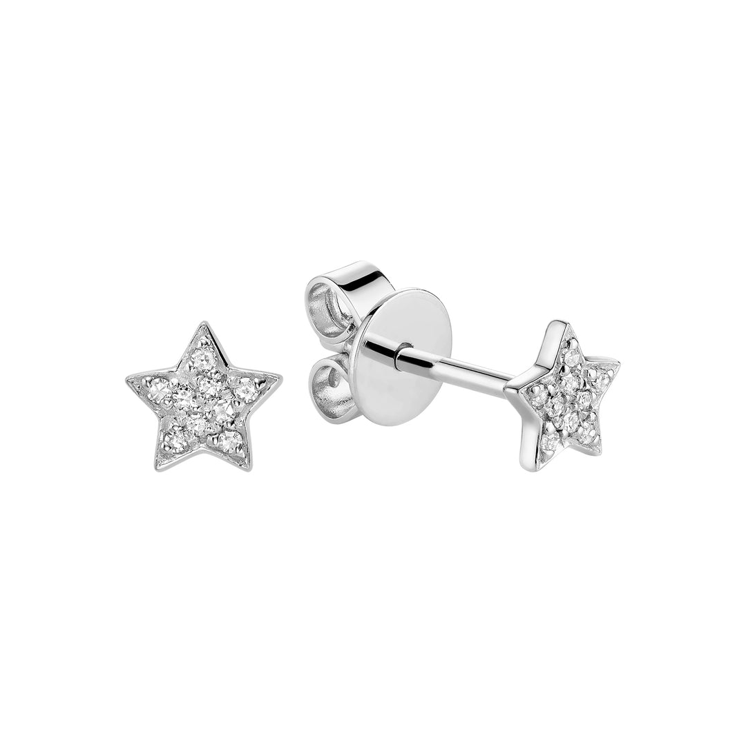 10K White Gold Diamond Star Stud Earrings by ORLY Jewellers