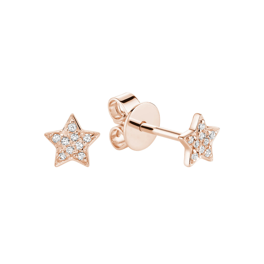 10K Rose Gold Diamond Star Stud Earrings by ORLY Jewellers