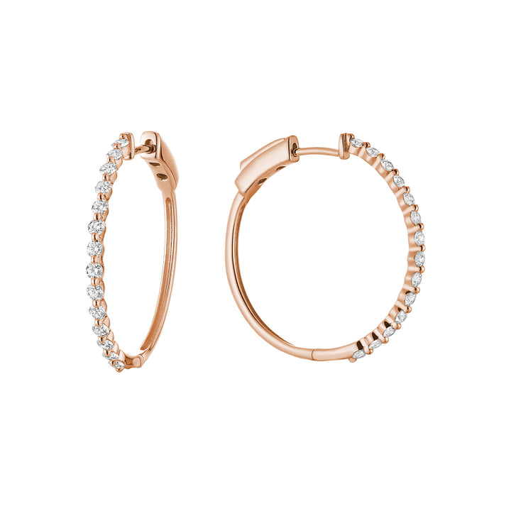14K Rose Gold Diamond Hoop Earrings by ORLY Jewellers