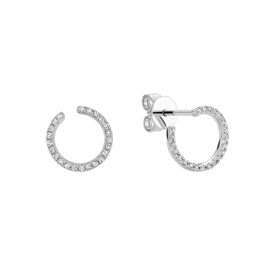 14K White Gold Diamond Curl Stud Earrings by ORLY Jewellers