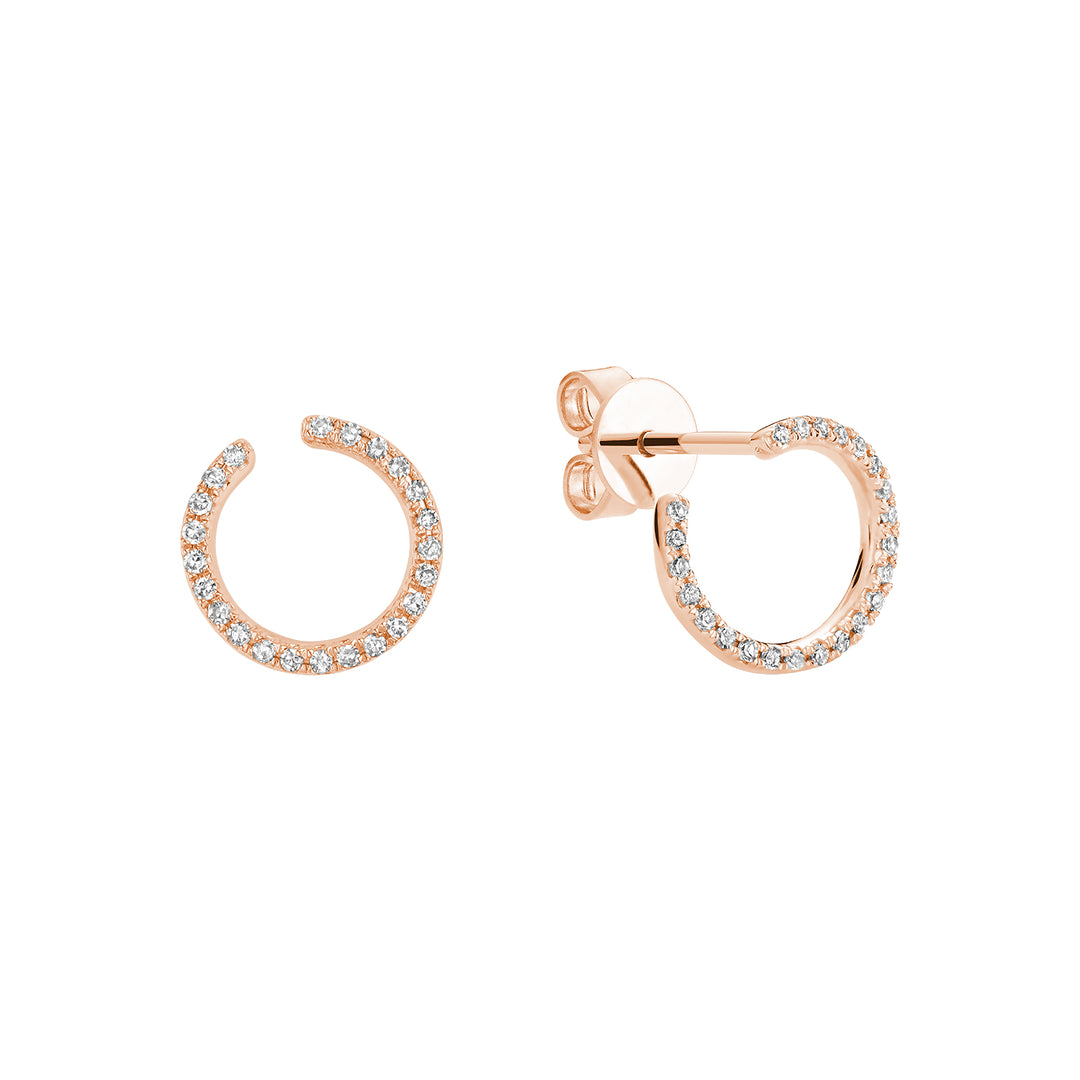 14K Rose Gold Diamond Curl Stud Earrings by ORLY Jewellers