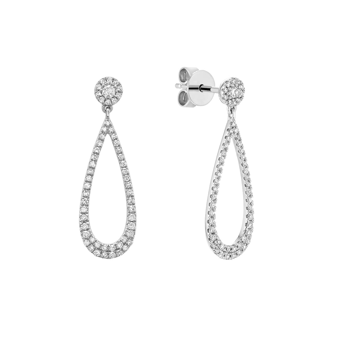 14K White Gold Dangling Drop Diamond Earrings by ORLY Jewellers