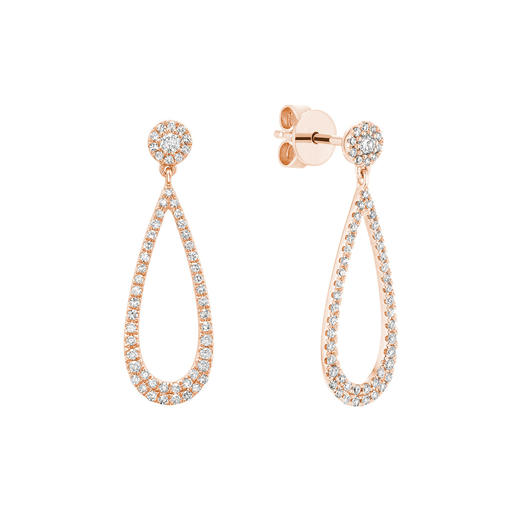14K Rose Gold Dangling Drop Diamond Earrings by ORLY Jewellers