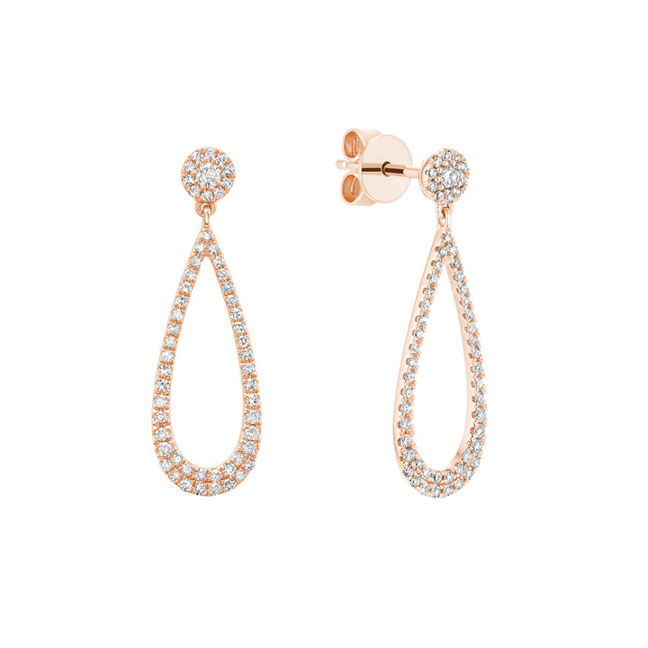14K Rose Gold Dangling Drop Diamond Earrings by ORLY Jewellers