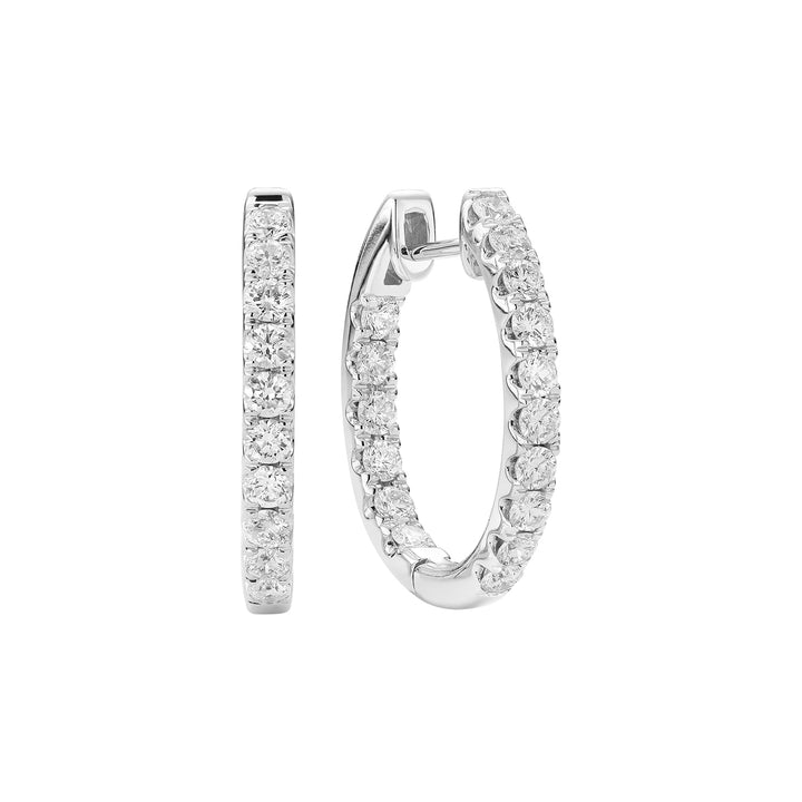 ORLY Jewellers 14K Gold Diamond Inside Out Hoop Earrings - 16MM White Gold (32D=0.46CT)