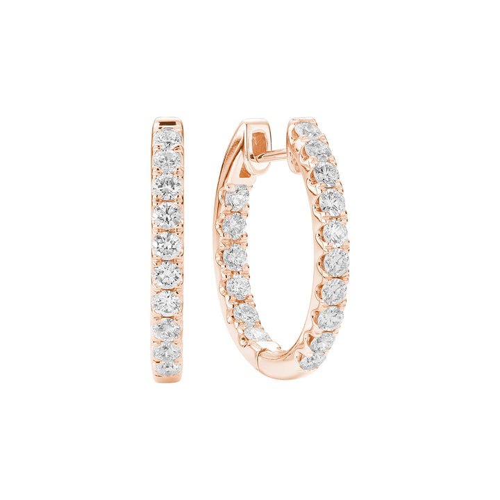 ORLY Jewellers 14K Gold Diamond Inside Out Hoop Earrings - 16MM Rose Gold (32D=0.46CT)