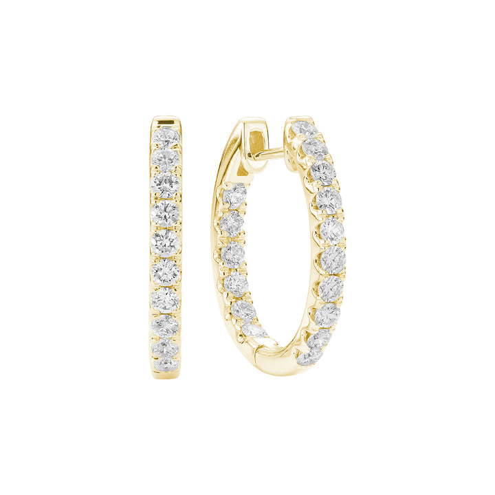 ORLY Jewellers 14K Gold Diamond Inside Out Hoop Earrings - 16MM Yellow Gold (32D=0.46CT)