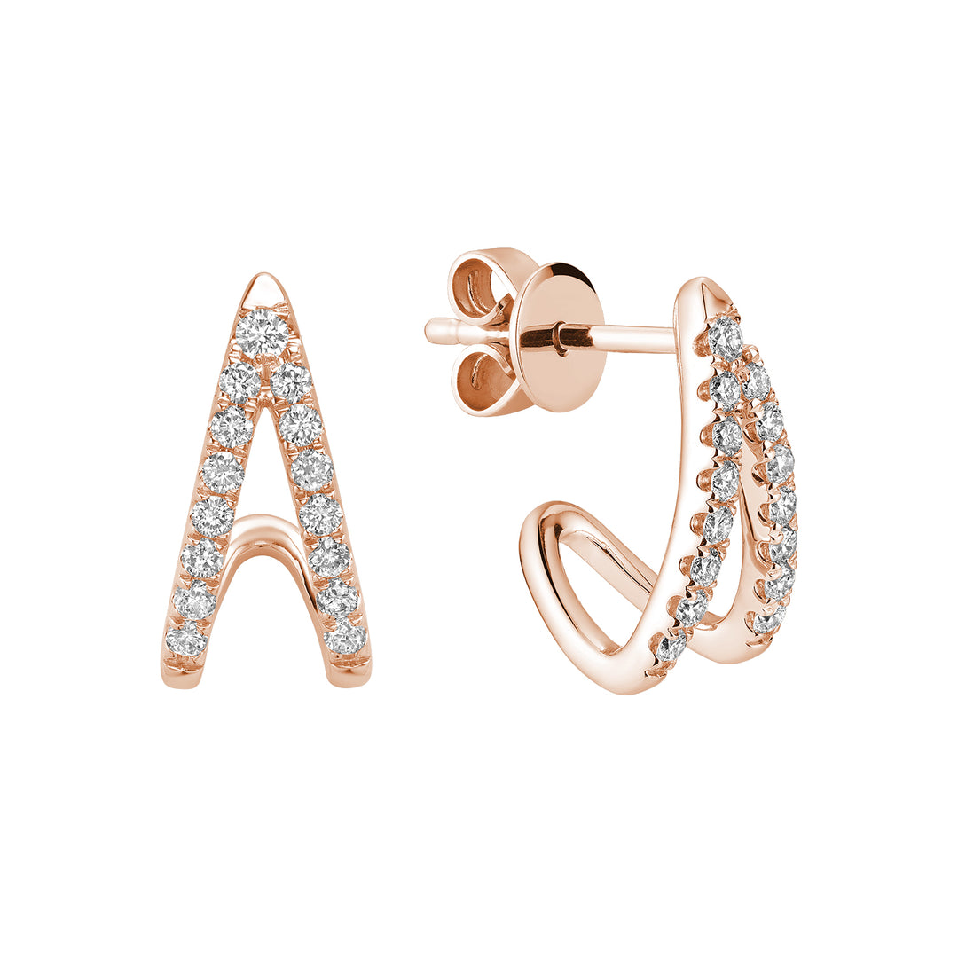 14K Rose Gold Fashion Diamond Hug Earrings by ORLY Jewellers