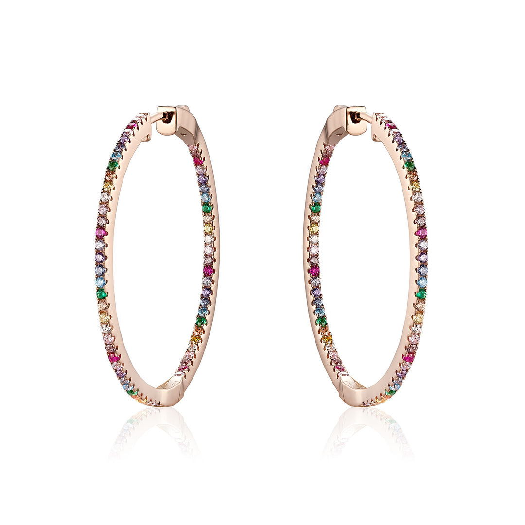 Miss Mimi Large Inside Out Rainbow Sapphire Hoops