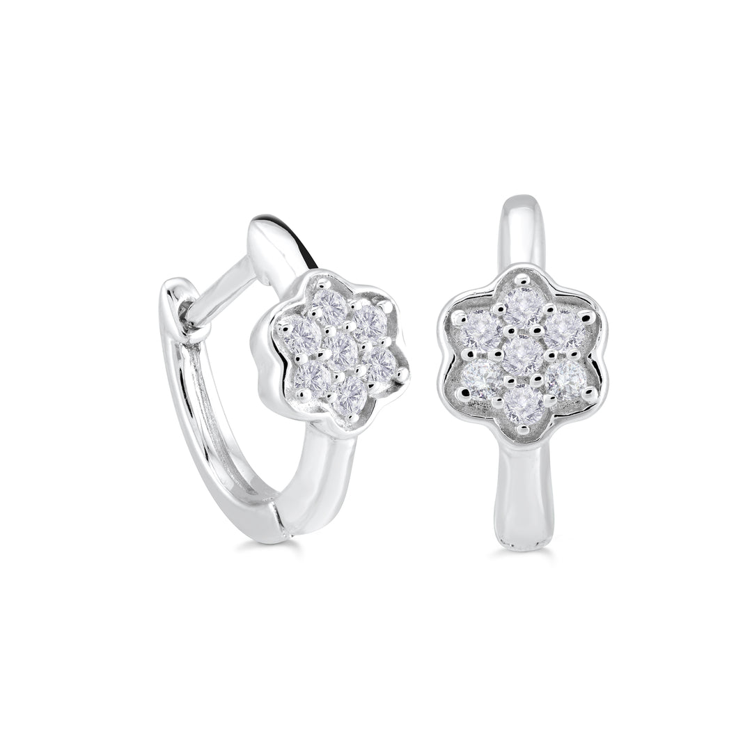 Miss Mimi CZ Flower Huggie Earrings | Sterling Silver | ORLY Jewellers
