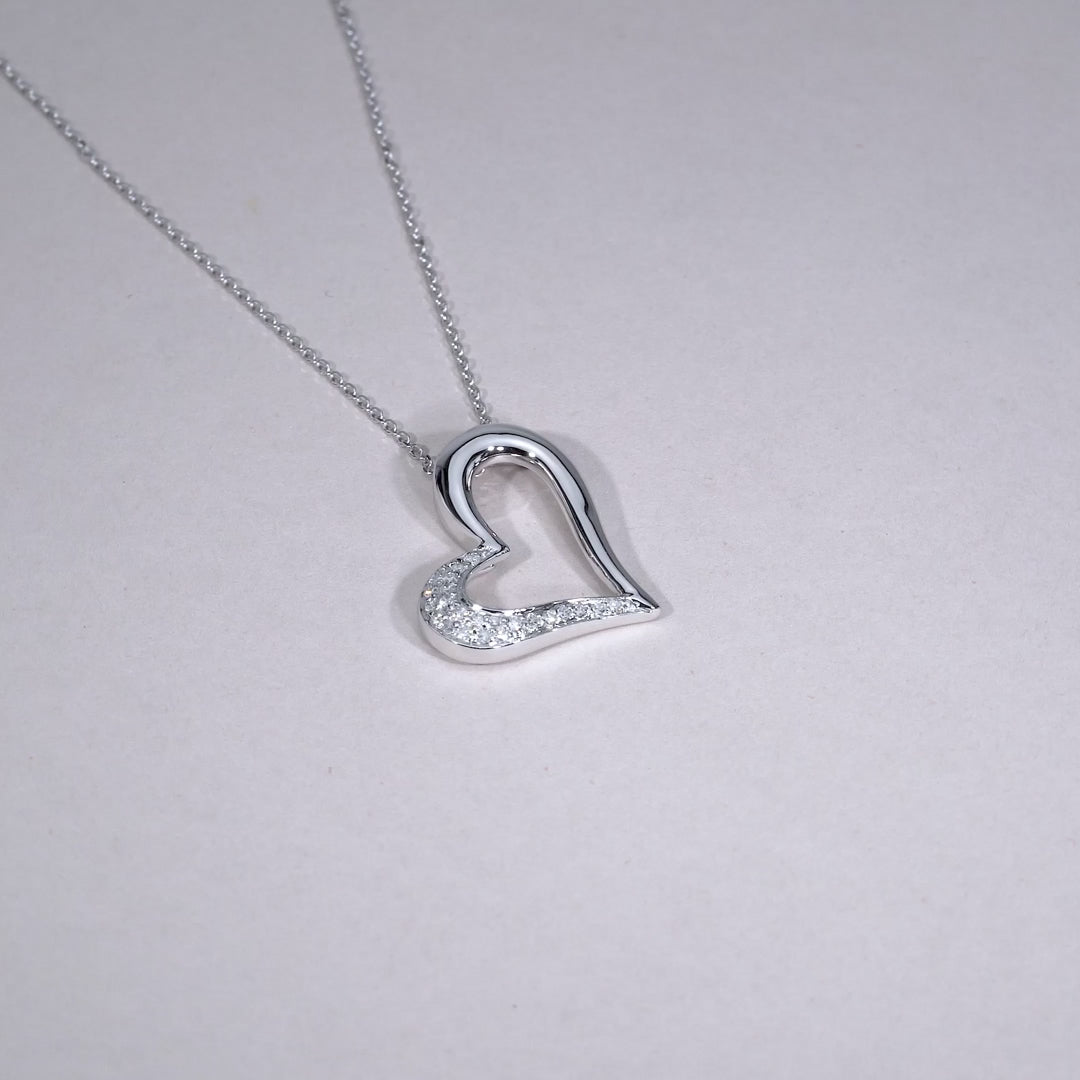 14K White Gold Diamond Heart Necklace by ORLY Jewellers
