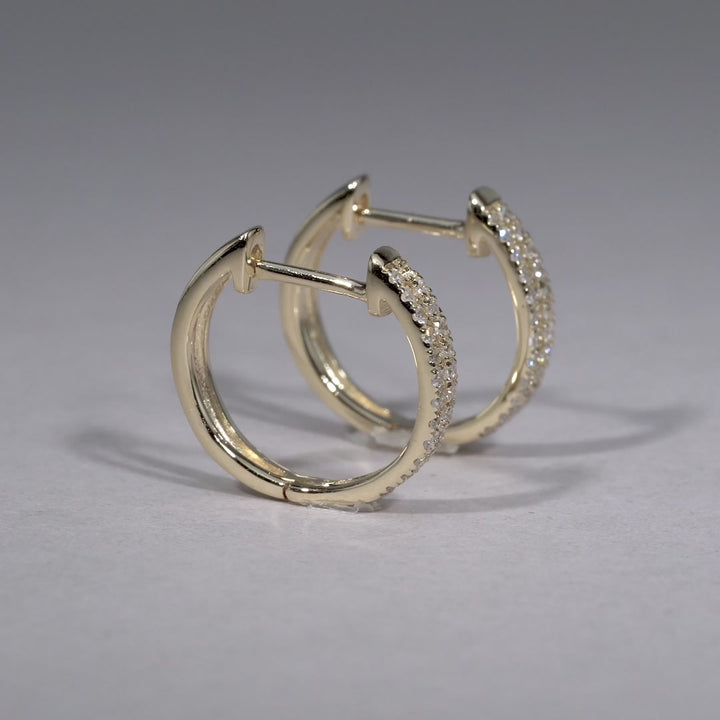 10K Yellow Gold Double Row Diamond Huggies Earrings by ORLY Jewellers