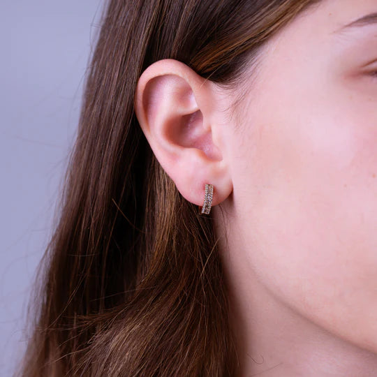 SEMI BAGUETTE DIAMOND HOOP EARRINGS ORLY Jewellers