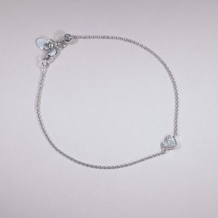 14K White Gold Diamond Heart Bracelet by ORLY Jewellers
